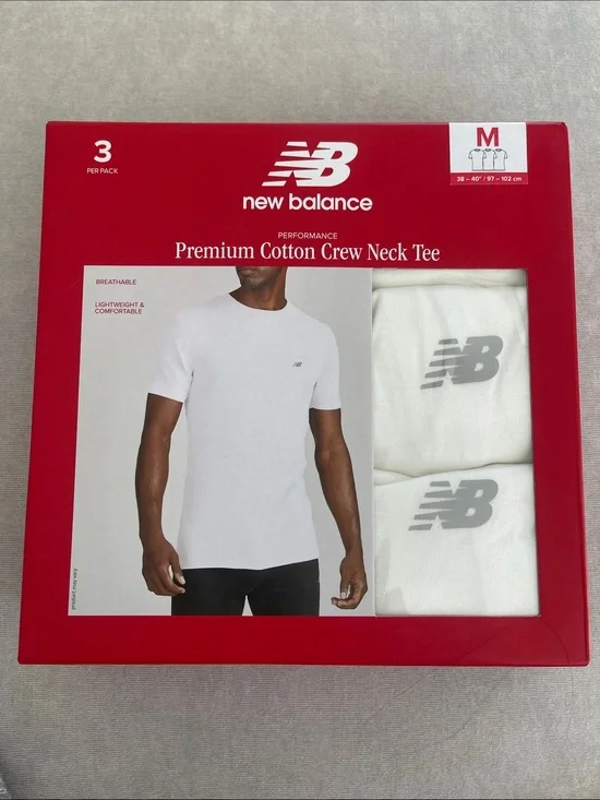 ❤️NEW!!!❤️ New Balance Men’s Premium White Cotton Crew Neck Tee - 3 Pack