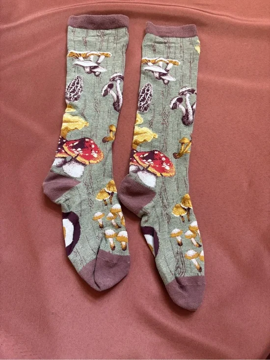 Adult Mushroom Print unisex Socks - Green