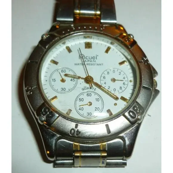 ACUCI JAPAN‎ QUARTZ MENS STAINLESS STEEL LINK WATCH Chrono