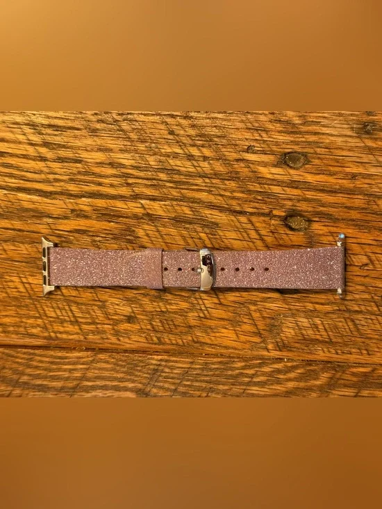 Casetify Sparkle Pink Glitter Leather with Silver Buckle Watchband