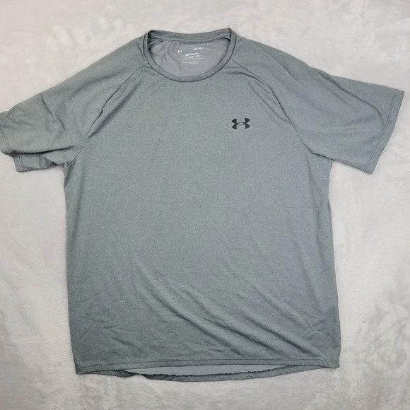 Under Armour Shirt Mens Large Gray Tech Tee Athletic Performance Lightweight Gym