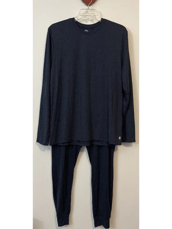 Right Of Way Mens Large Blue Long-Sleeved Lounge Shirt & Jogger Pant Set! A6088