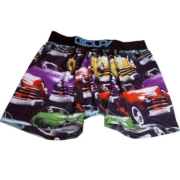 Occupy Men's Car Print Stretchy Underwear Boxer‎ Brief Multicolor Large