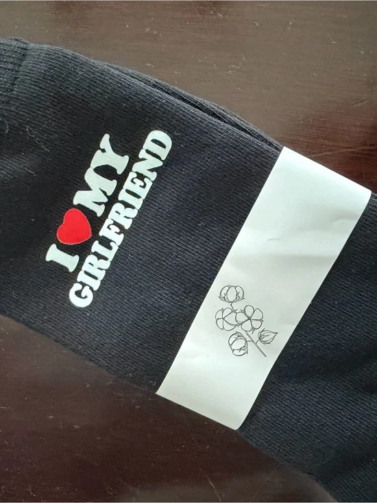 Black 'I ♥ My Girlfriend' Graphic Socks