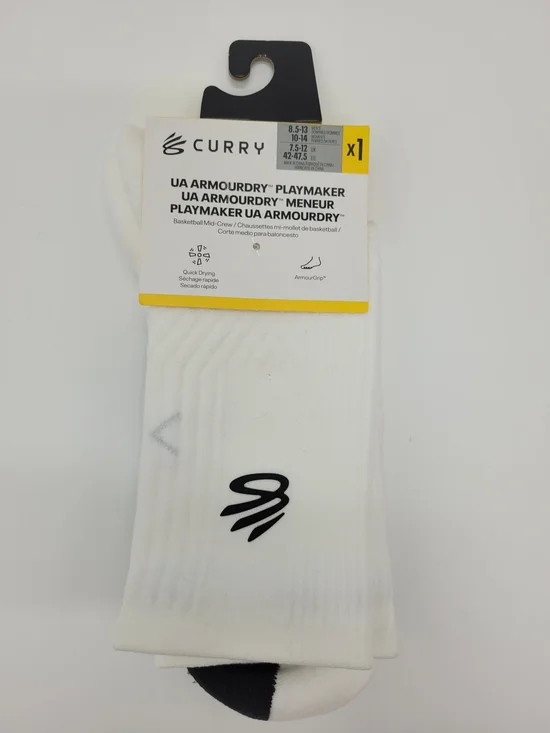 UA CURRY Mid Crew Socks Playmaker Armourdry Large Unisex M8.5-13 W10-14 NEW