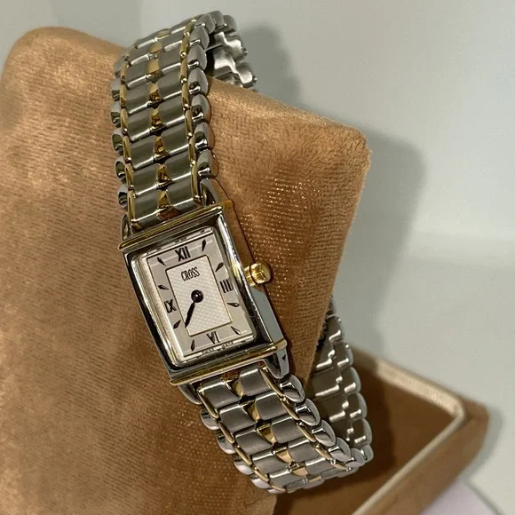 Vintage CROSS Swiss Timepiece Watch Stainless Steel Yellow Gold Water Resistant