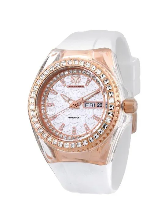 NWT Technomarine Cruise Star Quartz Crystal Silver Dial Ladies Watch