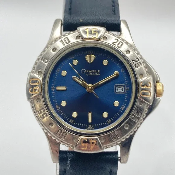 Caravelle by Bulova Women's Watch 29mm Silver Tone Blue Dial Date New Battery
