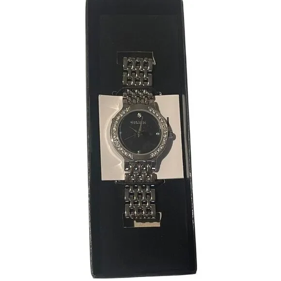 Grazin Women's Silver Tone‎ Rhinestone Bezel Analog Watch New in Box