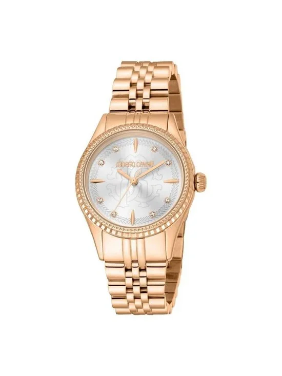 NWT Roberto Cavalli Logo Silver-tone Dial Ladies Watch