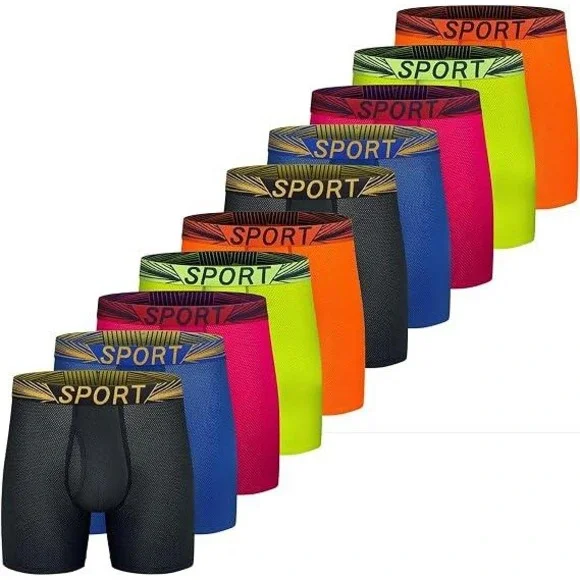 Set of 10 MSRP $40 Men's XL Boxer Briefs Mesh Sport Underwear Quick Dry 6