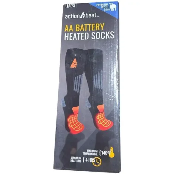 Action Heat Wool Heated Socks Battery Operated Heating Socks Unisex Size L/XL