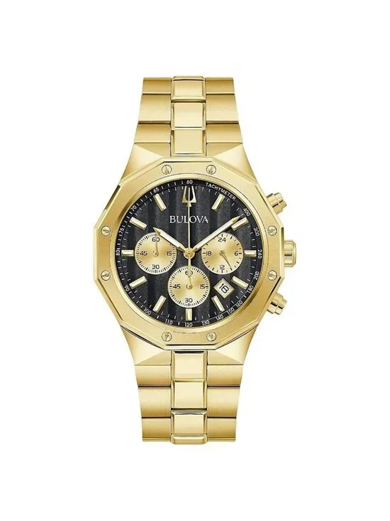 NWT Bulova Prestige Chronograph Quartz Black Dial Watch