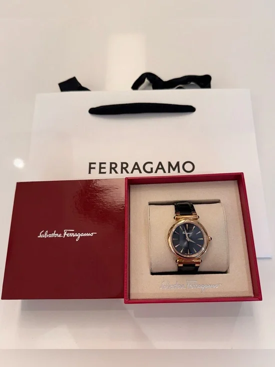 Salvatore Ferragamo Idillio SFYP01122 Black Croc Embossed‎ 36mm Rose Gold Watch