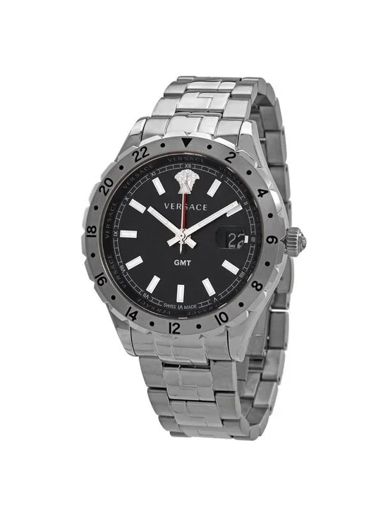 NWT Versace Hellenyium GMT Black Dial Men's Watch V1102 0015