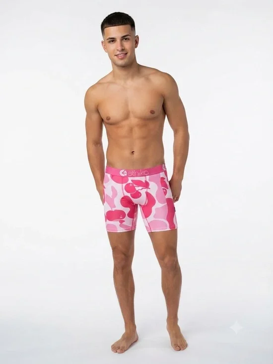 NWT Ethika The Staple Pink Cherry Camo Boxer Briefs Size L