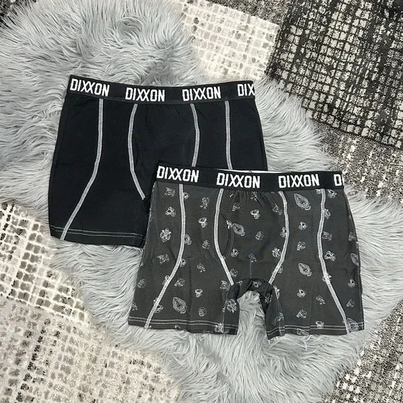 Dixxon Flannel Co Men's‎ XL Premium Boxer Briefs Black & Charcoal Motorcycle 2pk