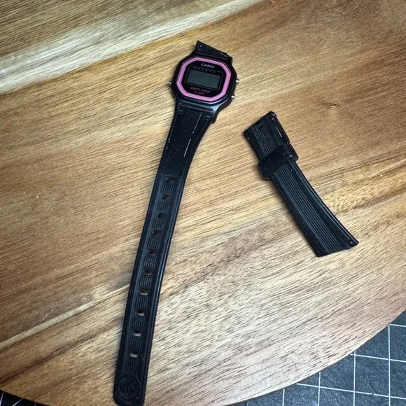 Casio LA-11W Digital Watch Black Pink Water Resist Alarm Parts Repair 3191