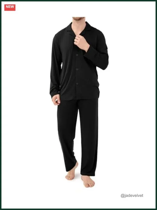 Ultra-Soft Pajamas Set Notched Collar Long Sleeve Top & Bottoms with Pockets