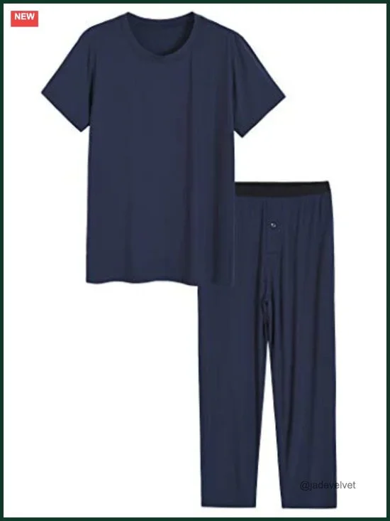 Men's Viscose Pajama Set with Pockets Short Sleeve