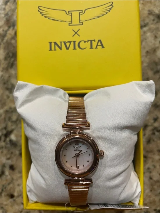Invicta Rose Gold Tone Women's Bracelet Watch with Mother-of-Pearl Dial
