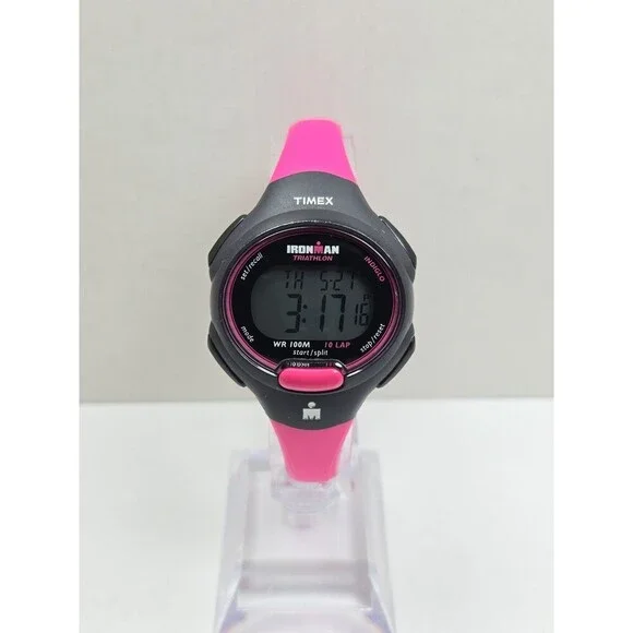 Timex Ironman Triathlon 10 Lap Womens Watch Pink Purple Indiglo New Battery