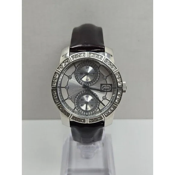 Marc Ecko E09518L1 Paradise Womens Crystal Bezel Silver Quartz Watch New Battery