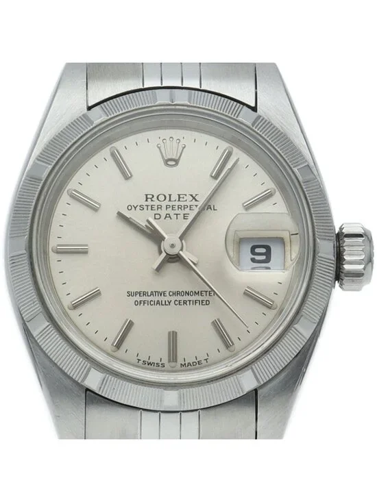 Rolex Oyster Perpetual Date Watch SS Silver Polished