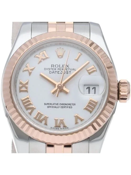 Rolex Datejust 26 Watch Jubilee 18k Pink Gold SS White Finish