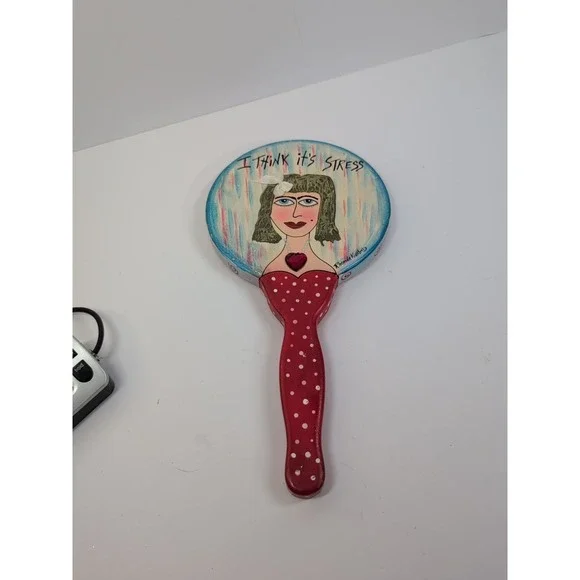 Vintage Cosmetic Mirror‎ Hand-painted Rhonda Kullberg 3D