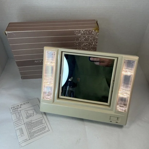Vintage 1986 Avon Lighted Makeup Mirror - Reflections of Beauty‎ Works Read