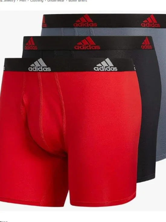 Adidas Men's Boxer Briefs - Red, Gray, Black - S