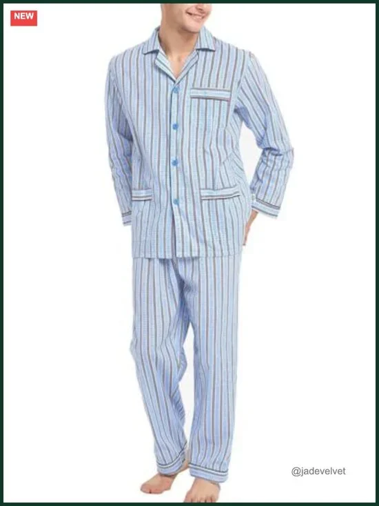 100% Cotton Woven Pajama Set with Top and Pants