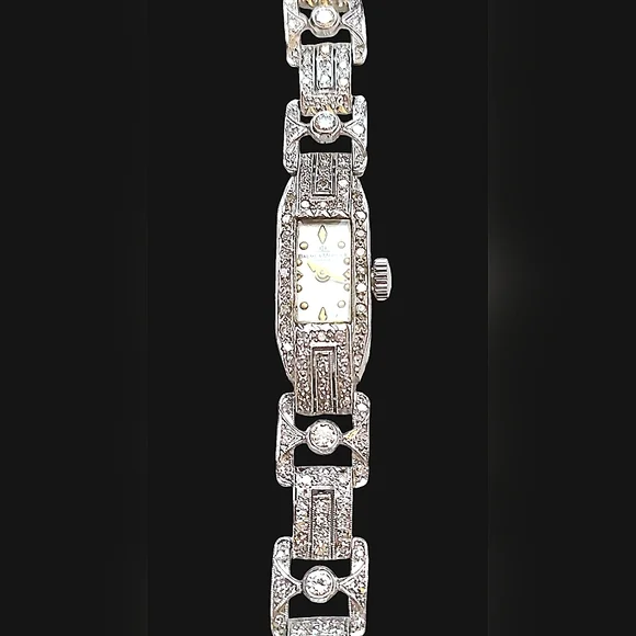 Baume & Mercier Handmade 1930s Art Deco Diamond & Platinum Wristwatch