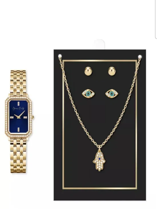 Jessica Carlyle Quartz Gold-Tone Alloy Watch 20mm Gift Set