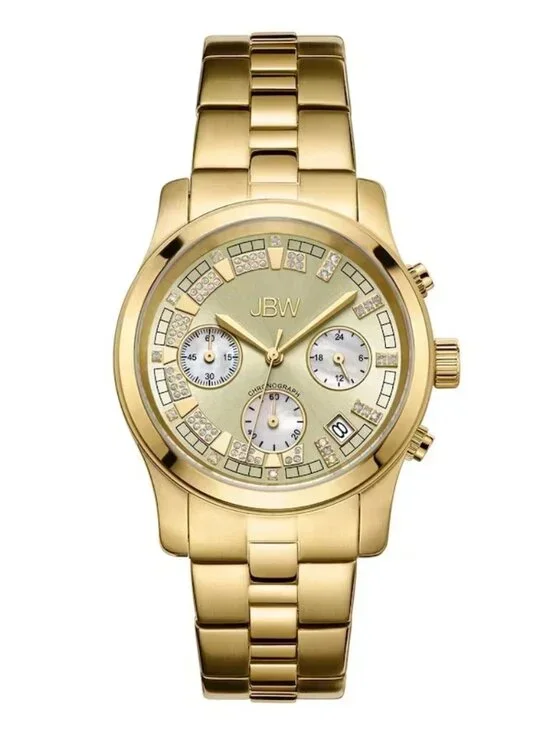 JBW Alessandra JB-6217-E Gold Tone Diamond Chronograph Womens Watch 38mm