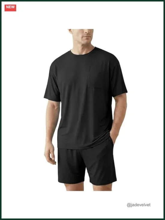 Men's Cooling Bamboo Viscose Pajama Set - Short Sleeve & Shorts