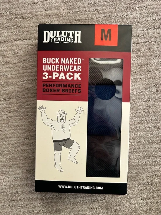 Duluth Trading Co Buck Naked 3-Pack Performance Boxer Briefs - Black, Navy, Gray