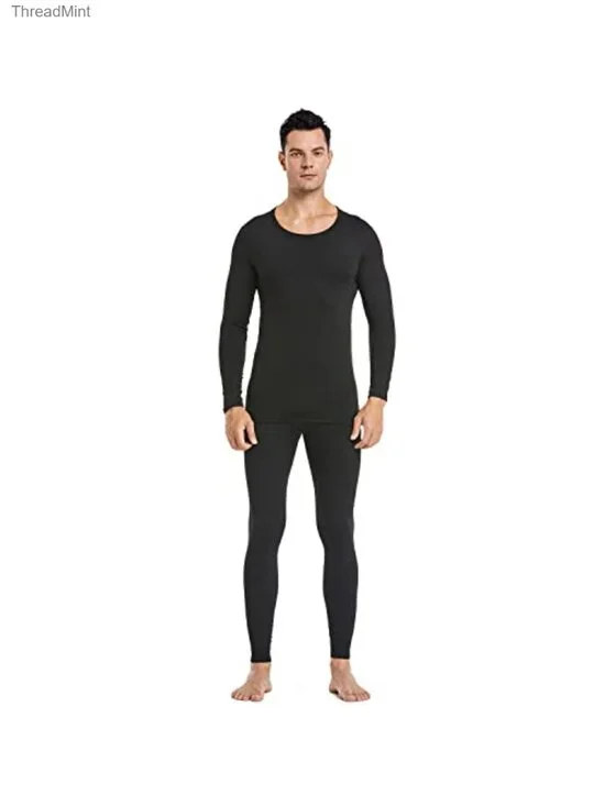 Men's Thermal Underwear Set Ultra-Soft Fleece Lined Base Layer Top & Bottom