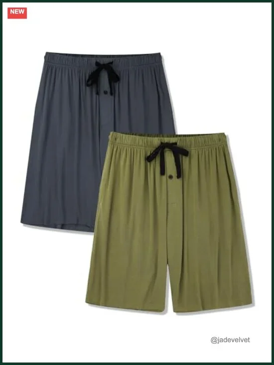 Soft Bamboo Pajama Shorts with Pockets 2 Pack Sleep Lounge Bottoms