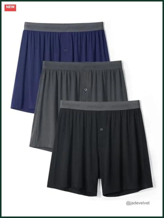 Men's Rayon Made from Bamboo Boxers, Breathable Relaxed Fit 3-Pack