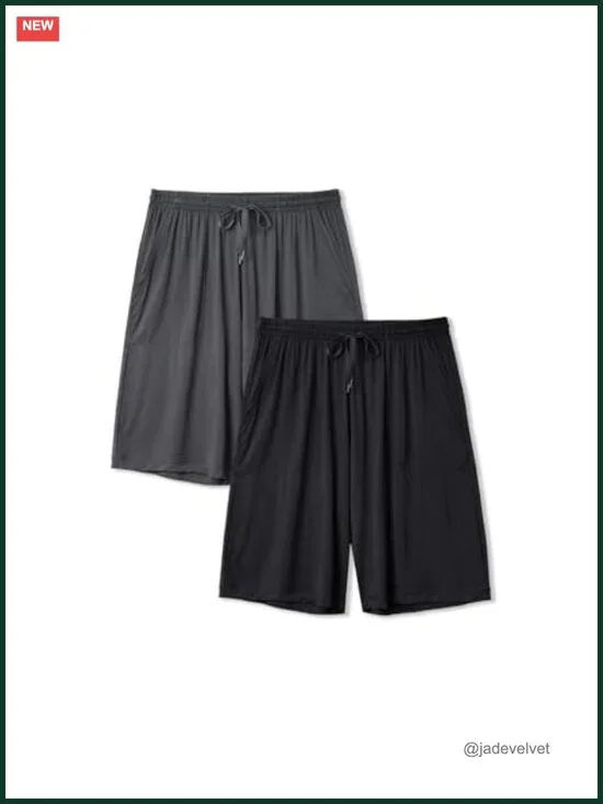 Cloud-Soft Bamboo Rayon Men's Pajama Shorts 2 Pack Sleep Shorts Loungewear