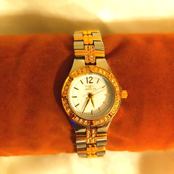 Invicta Wildflower model 0127 gold and silver tone rhinestone