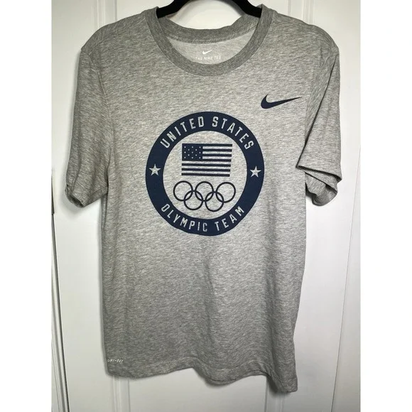 Team USA Shirt Mens Small Gray‎ Olympics Nike Dri Fit United States Olympic Team