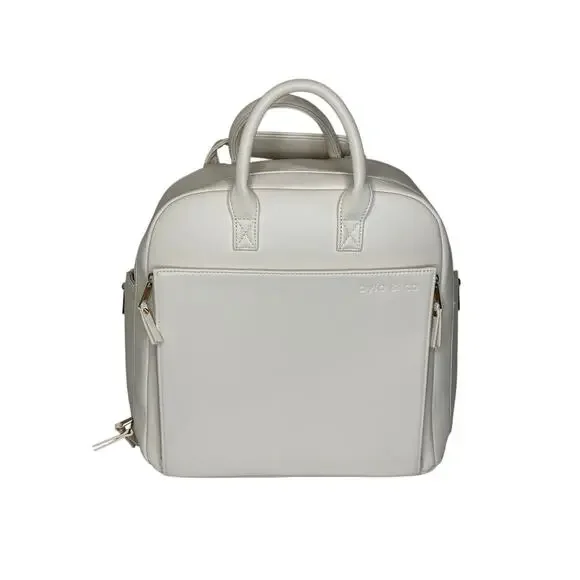 Ayla & Co Vegan Leather Diaper Bag Backpack Ivory White Full Size Gold Hardware