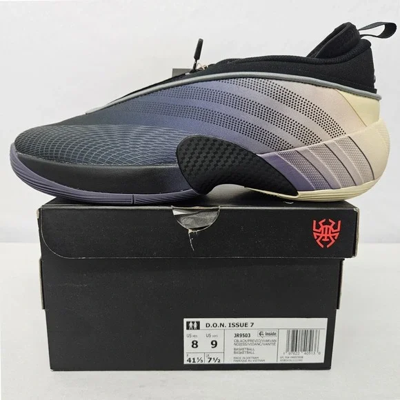 Adidas D.O.N. Issue 7 Basketball Shoes JR9503 Black Violet Vanilla Men Size 8‎