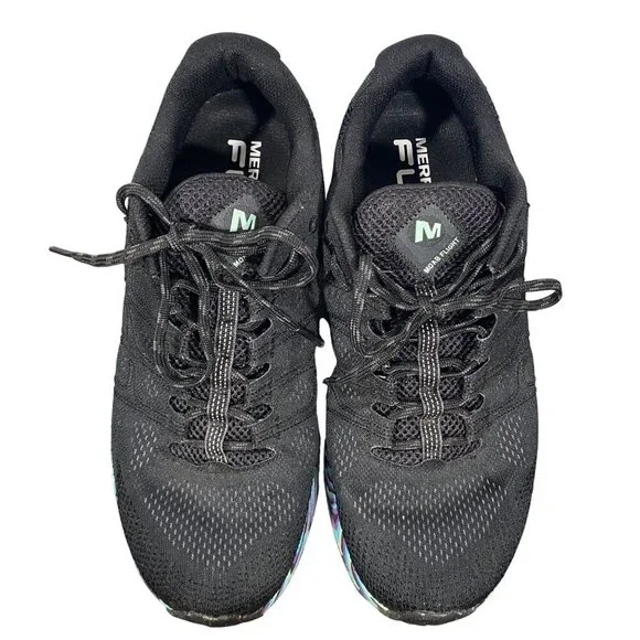 Merrell Moab flight trail Floatpro Running Shoes Black Marble Vibram Sole 8.5