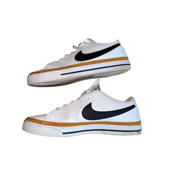 Nike Court Legacy Low Top Sneakers Men's Size‎ 9.5 White Black Desert Ochre