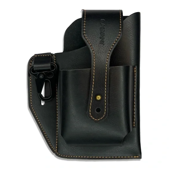 Easyant Black Leather Phone Holder Belt Loop Holster Case