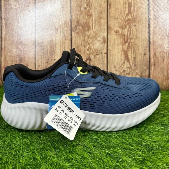 Skechers GOrun Running Shoes Mens 8.5 Navy Blue Wide Fit Mesh Sneakers New